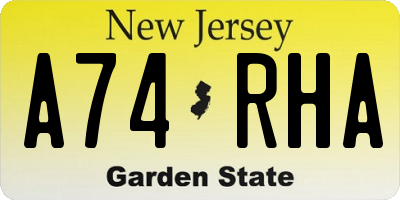NJ license plate A74RHA