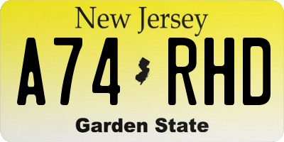 NJ license plate A74RHD