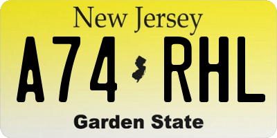 NJ license plate A74RHL