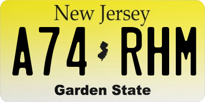 NJ license plate A74RHM