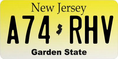 NJ license plate A74RHV