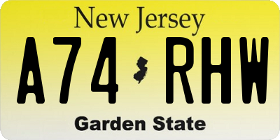 NJ license plate A74RHW