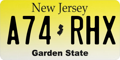 NJ license plate A74RHX