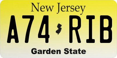 NJ license plate A74RIB