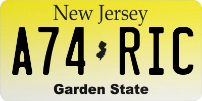 NJ license plate A74RIC