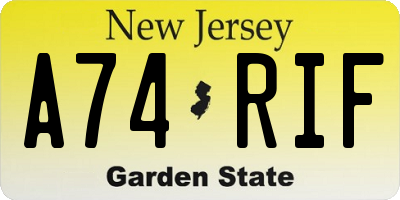 NJ license plate A74RIF