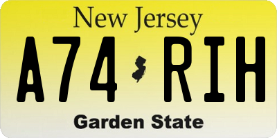 NJ license plate A74RIH
