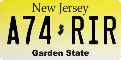 NJ license plate A74RIR