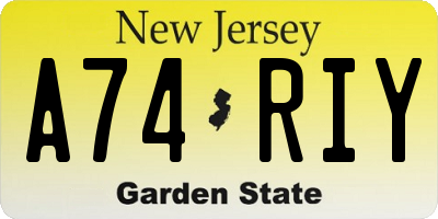 NJ license plate A74RIY