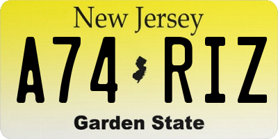 NJ license plate A74RIZ