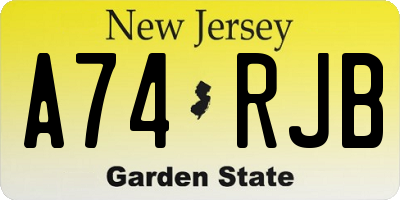 NJ license plate A74RJB