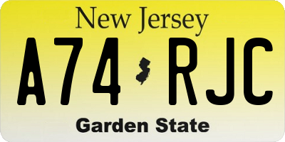 NJ license plate A74RJC