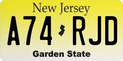 NJ license plate A74RJD