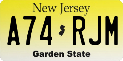 NJ license plate A74RJM