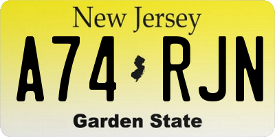 NJ license plate A74RJN