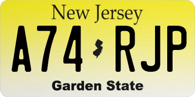 NJ license plate A74RJP