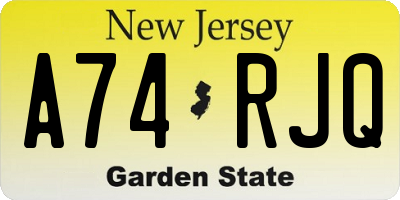 NJ license plate A74RJQ