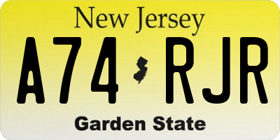 NJ license plate A74RJR