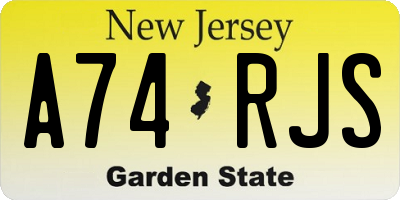 NJ license plate A74RJS