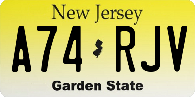 NJ license plate A74RJV