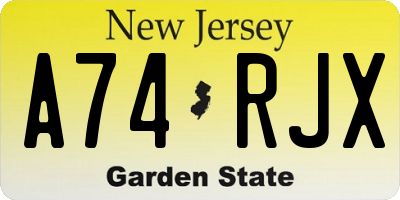 NJ license plate A74RJX