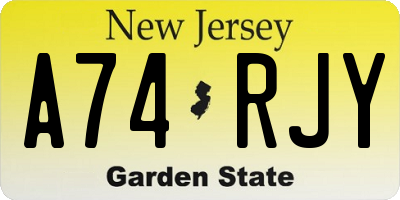 NJ license plate A74RJY