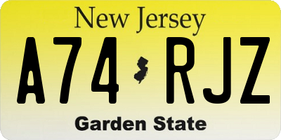NJ license plate A74RJZ
