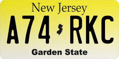 NJ license plate A74RKC