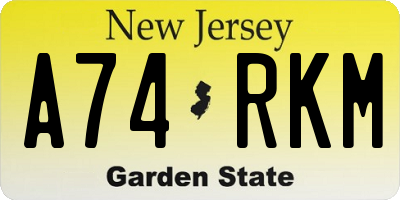 NJ license plate A74RKM