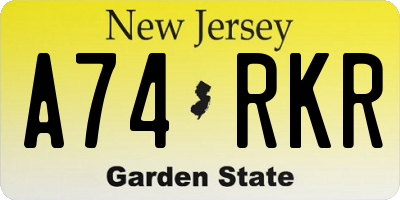 NJ license plate A74RKR