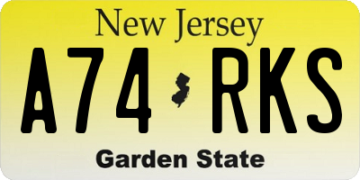 NJ license plate A74RKS