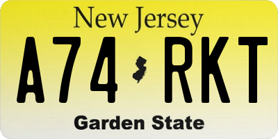 NJ license plate A74RKT