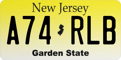 NJ license plate A74RLB
