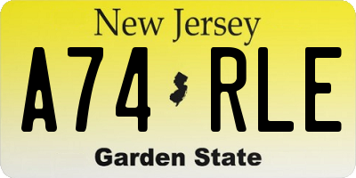 NJ license plate A74RLE