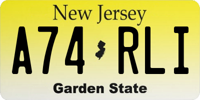 NJ license plate A74RLI