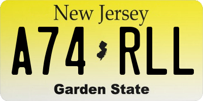NJ license plate A74RLL
