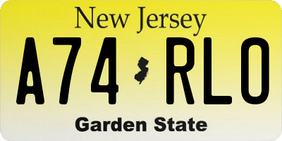 NJ license plate A74RLO
