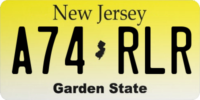 NJ license plate A74RLR