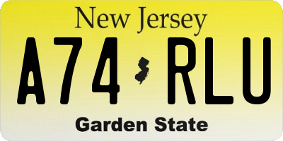 NJ license plate A74RLU