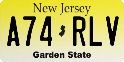 NJ license plate A74RLV