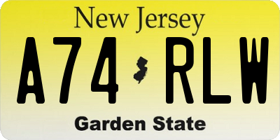NJ license plate A74RLW