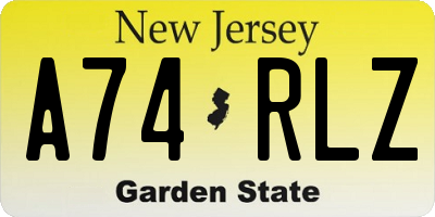 NJ license plate A74RLZ