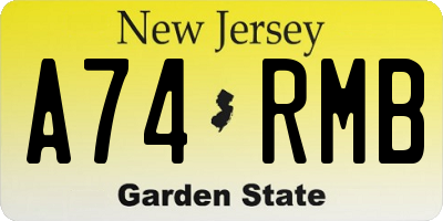NJ license plate A74RMB