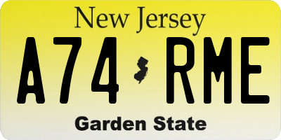 NJ license plate A74RME