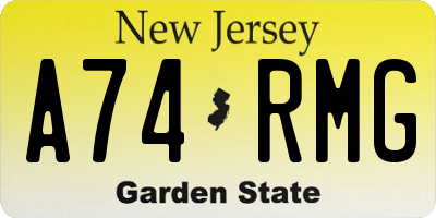 NJ license plate A74RMG