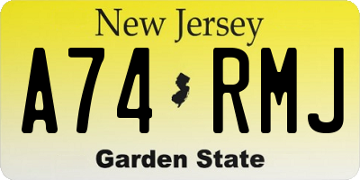 NJ license plate A74RMJ