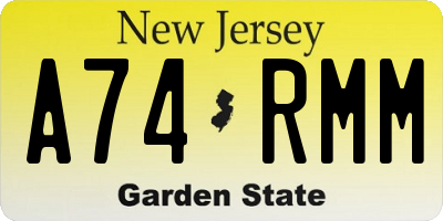 NJ license plate A74RMM