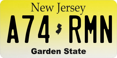 NJ license plate A74RMN