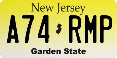NJ license plate A74RMP