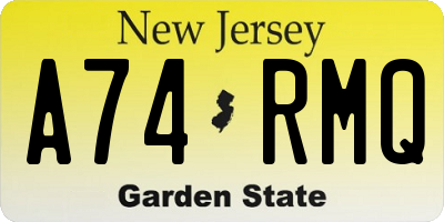 NJ license plate A74RMQ